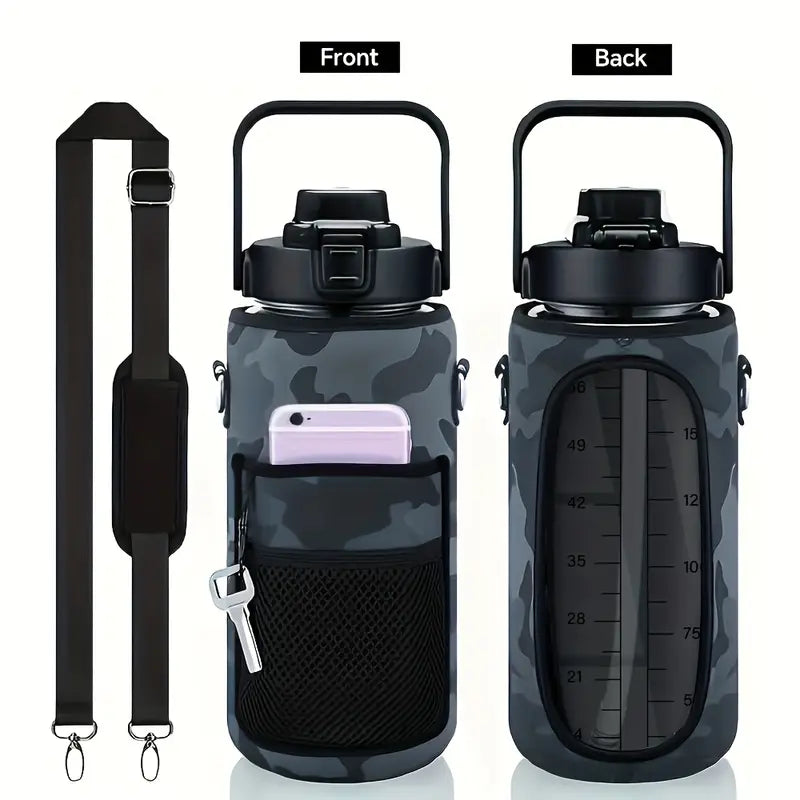 💧 HydraMate™ Insulated Water Bottle | Leak-Proof, Dual Lid & Storage Sleeve for Gym & Daily Hydration 🏋️♂️🚶♀️