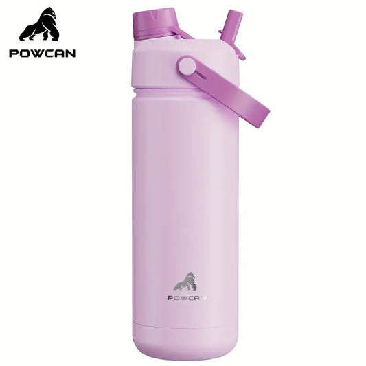 POWCAN 2-in-1 Insulated Water Bottle (530ml) – Stainless Steel, Leak-Proof, 24H Cold